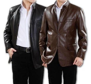  正品七匹狼 进口绵羊皮男式立领春秋保暖皮衣 新款真皮外套男