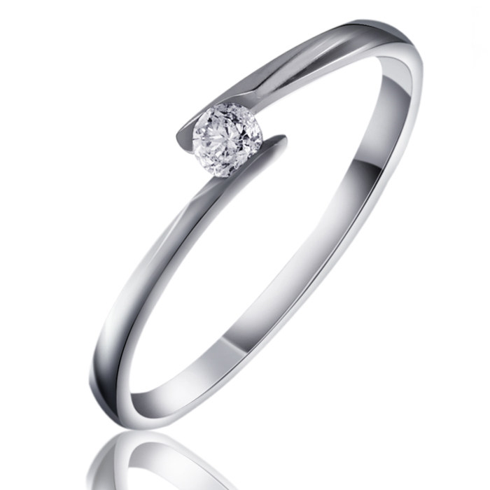 九帝钻石 18K白金 钻戒 女 0.06克拉 结婚求婚定婚戒指 专柜正品