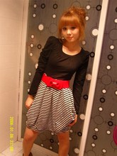 2010新款秋装 韩版风靡街头系列女装长袖条纹蓬蓬裙 连衣裙子