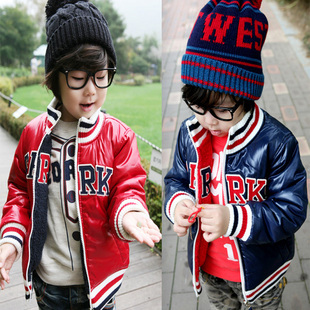  韩版潮爆款 儿童棉衣修身男女童双面穿棉袄冬款加厚外套 超人棉衣