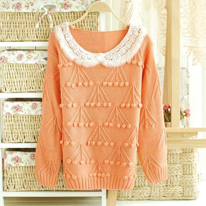 甜美兔毛娃娃领毛衣...