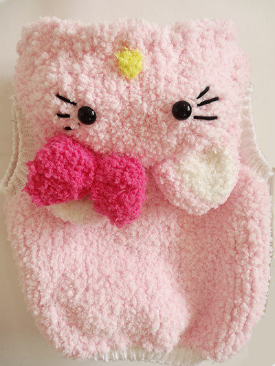 <em>手工编织</em>儿童毛衣 <em>KT猫马甲</em> <em>手工编织</em>材料 毛线