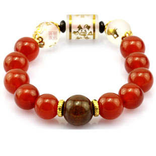  开光玛瑙六度六合手链寅亥持戒佛手链-属虎属猪者综合开运吉祥物