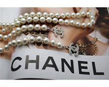 Chanel CHANEL perla collar suéter cadena de grandes gran sección salvaje
