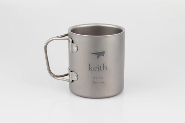 keith铠斯钛杯 双层纯钛杯防烫隔热 220ml 可配钛盖 办公户外水杯