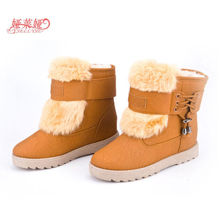  娅莱娅雪地靴 冬新款棉鞋女鞋加厚保暖PU皮革厚底松糕鞋短靴包邮