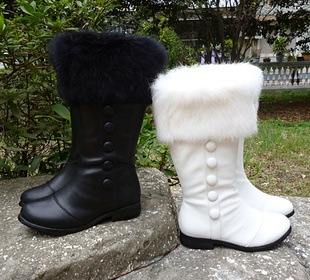  冬款童靴韩版女童兔毛公主靴子高筒棉靴棉鞋儿童雪地靴
