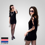 2012新款春裝時尚韓版女裝性感夜店氣質洋裝黑色包臀時尚連衣裙子