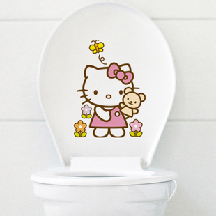 个性hello kitty马桶贴纸防水欧式厕所装饰坐便贴卡通可爱3d