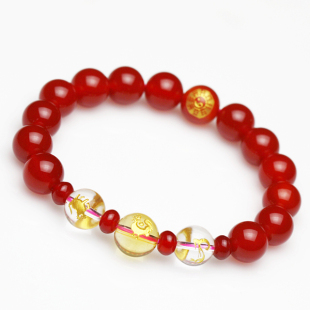  开光属蛇鸡牛红玛瑙巳酉丑三奇手链 巳酉丑八卦本命年手链男女