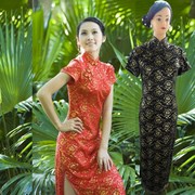 中式婚礼礼服礼仪服装蕾丝旗袍裙夏装加大码旗袍妈妈女式改良