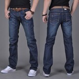 2012薄款男装男式牛仔裤直筒超帅后袋款潮有大码男士牛仔裤男长裤
