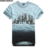 【5折】DEERE MARCHI莱卡时尚渐变男士短袖T恤DM353蓝