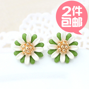  韩国饰品 精致清新小雏菊花  甜美款 镀18K真金 防敏针 耳环/耳钉