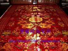 结婚庆杭州丝绸缎喜被面 龙凤百子图风景鸳鸯戏水织锦缎红绿粉金