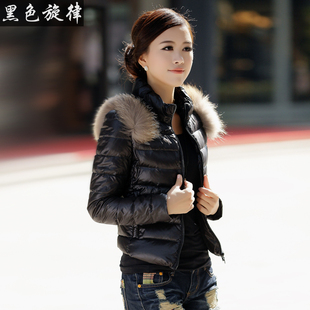  新品女装90%白鸭绒 羽绒服女 短款 正品貉子毛时尚韩版冬装