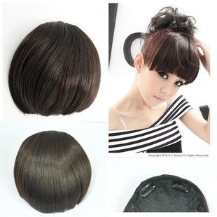 Black hair wig fringe/Qi Liuhai inclined fringe/fringe wigs female fringe hair volume hot