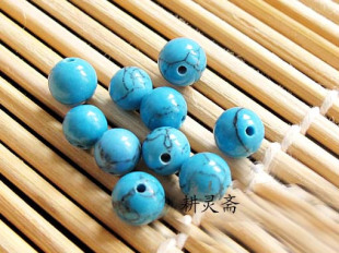  清仓diy绿松石蓝松石6mm 8mm 佛珠散珠配件配饰手链项链108粒蓝色