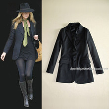 欧美风 kate moss 辣椒 N9款百搭修身长款西服/西装外套 黑色