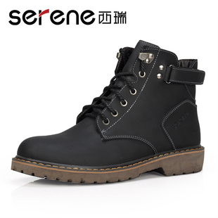  西瑞　时尚潮流马丁短靴男式靴子男户外高帮鞋军靴工装皮靴男棉靴