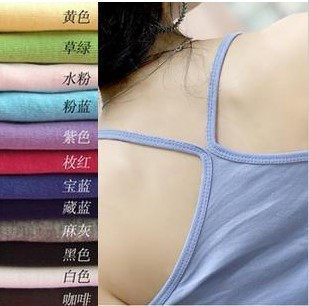 2012新款 纯棉 长款 吊带 百搭 Y字背心 吊带背心 女 打底吊带衫