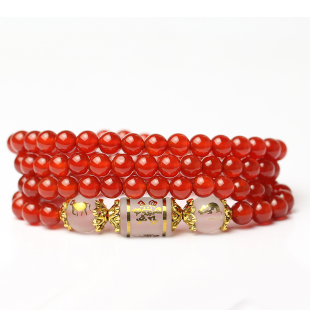  开光 红玛瑙六度六合子丑布施佛手链 属牛属鼠人蛇年吉祥物