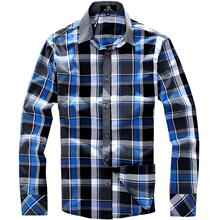Semir/森马2012春装新款 男款韩版修身衬衫 时尚格子纯棉长袖衬衣