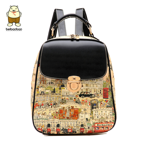 芥末泡泡2014新款韩版复古双肩包学院风时尚