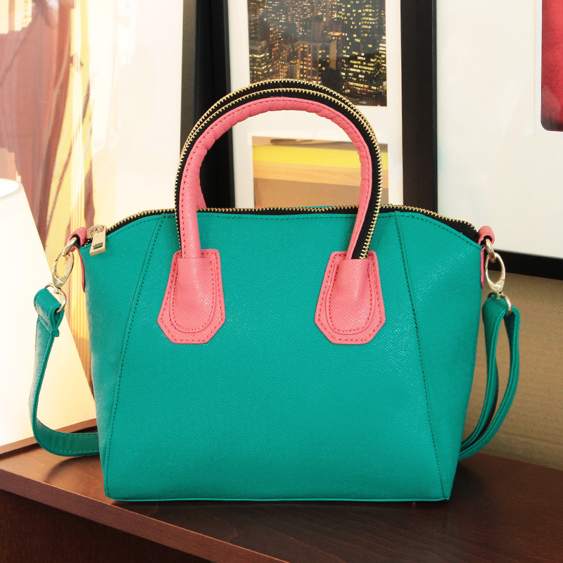 荔枝纹撞色笑脸手提...