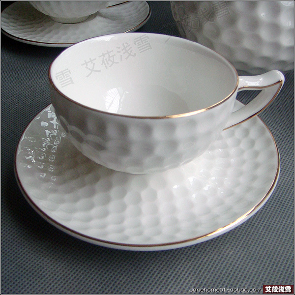 【简爱家居】高尔夫咖啡杯碟|新骨瓷|1杯1碟|奶茶杯|白色金边在类目 餐饮具, 咖啡器具, 咖啡杯中 - 来自Buy2taobao.com提供专业的淘宝代购服务