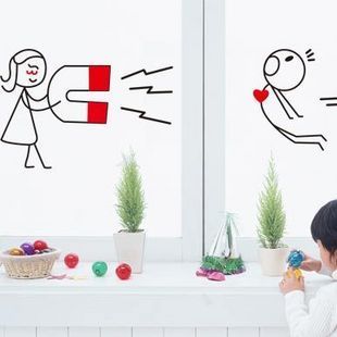 异性相吸\/DIY墙贴\/客厅沙发卧室背景贴