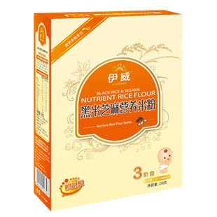 伊威黑米黑芝麻营养米粉 富含VE和铁锌锰等 婴儿辅食 (25g*10袋)