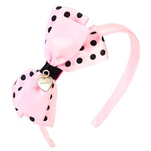  pinkme粉黑圆点金属桃心公主发箍儿童波点发卡头箍女童发饰头饰品
