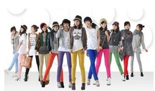 2012春夏新款韩版女装个性百搭修身小脚裤显瘦时尚7彩糖果9分裤