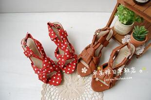  外贸原单 水玉点点波点 气质款中跟女凉鞋 W CLOSET honeys系