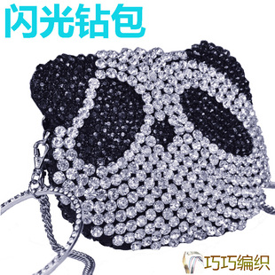  熊猫包包水钻包编织包手包手拿包女包斜挎包卡通包新款潮小包