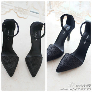  欧美女鞋 alexanderwang 奢华鱼皮尖头高跟鞋凉鞋