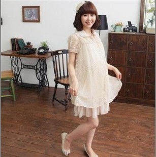2012 Korean summer maternity dresses fashion dot chiffon dress women chiffon dress