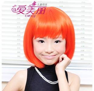  红色儿童假发 BOB款可爱小魔仙假发发套 圣诞节小仙女