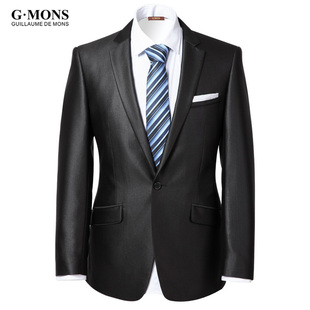  新品款 GMONS西装男黑色暗格修身西服 男装西服套装婚礼服
