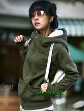 2010秋冬新款特价韩版女装 明星味儿 时尚领长袖休闲卫衣 4色入