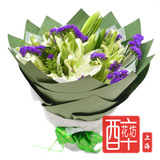 上海北京市区鲜花速递 18朵白色香水百合百合花百合花束 生日鲜花