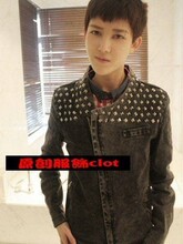 LES帅T 哈尼 男装 韩版林弯弯修身立领机车夹克薄牛仔外套潮衣服