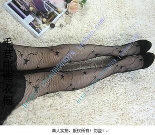 ^.^外贸精装~~提花网裤/星星图案网裤/渔网提花连裤袜/黑色