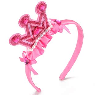  pinkme韩版儿童发卡公主皇冠珍珠链发箍儿童头箍女童头饰发饰品