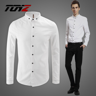  白衬衫 男 长袖 潮男衬衫 男士衬衣 修身韩版 新款春装 男装