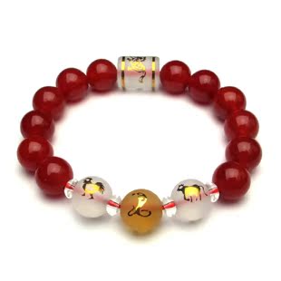 年吉祥物 水晶红玛瑙 本命年属蛇鸡牛巳酉丑白虎 四神手链