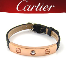 Cartier Cartier rosa con incrustaciones de piedra cinturón de cuero pulseras de titanio pulsera no se borran