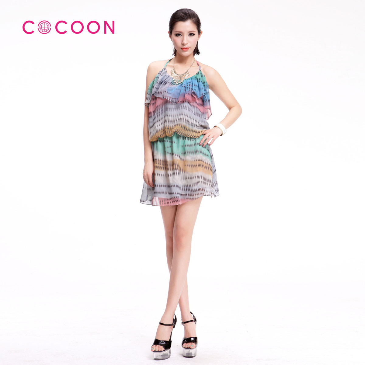 COCOON可可尼2012新品吊脖<span class=H>连衣裙</span>女款302202038原价749