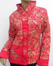 时尚碎花薄棉服 马蹄长袖中式立领<span class=H>唐装</span>小棉衣 女装 短款 清仓特价